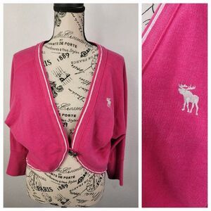 Abercrombie And Fitch One Button Cardigan Small Long Sleeve Logo Pink VTG 90's